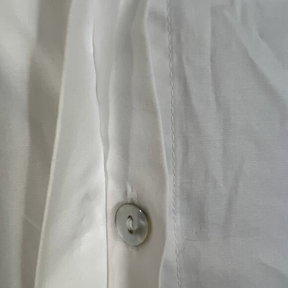 Ming Wang Blouse Women XS White Ruffle Button Up Stretch Cotton Capsule NEW - Picture 3 of 9
